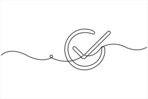 Continuous one line drawing of check mark design. Tick single line icon vector