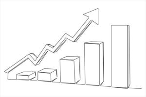 Continuous business growth single line drawing of graph vector