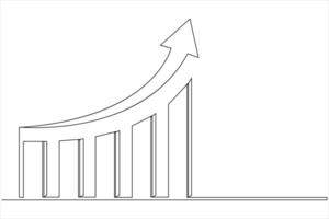 Continuous business growth icon one line drawing of graph vector