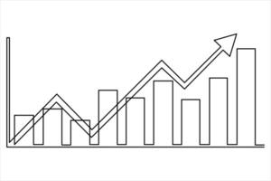 Continuous business growth one line drawing of graph vector