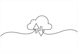 Growth plant in single continuous Line drawing. Sprout with leaves illustration vector