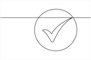 Continuous single line drawing of check mark vector