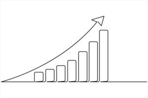 Continuous business growth icon single line drawing of graph. One line art of arrow up vector