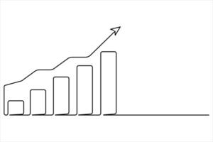 Continuous business growth one line drawing of graph. Single line art of arrow up illustration of increasing vector