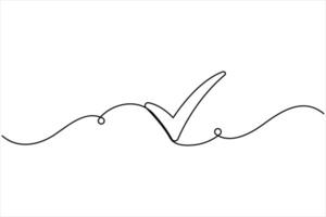 Continuous one line drawing of check mark vector