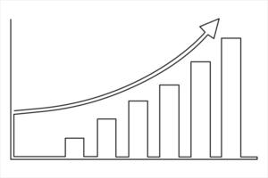 Continuous business growth icon one line drawing of graph. Single line art of arrow up illustration of increasing vector