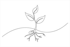 Growth plant in continuous one Line drawing vector