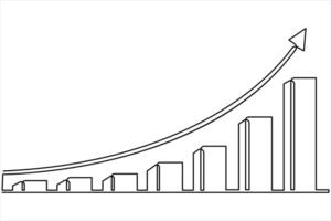 Continuous business growth icon one line drawing of graph. Single line art of arrow up illustration vector