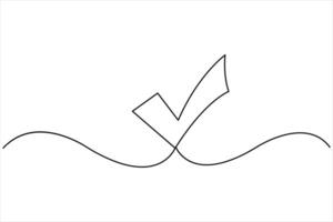 Continuous single line drawing of check mark. Tick single line icon vector
