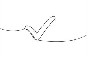 Continuous single line drawing of check mark design. Tick single line icon. Check mark black icon, vector