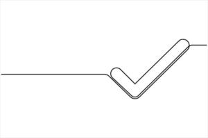 Continuous single line drawing of check mark design. Tick single line icon vector