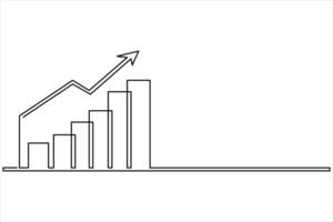 Continuous business growth one line drawing of graph. Single line art of arrow up vector