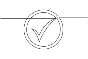 Continuous single line drawing of check mark. Tick single line icon. Check mark black icon vector