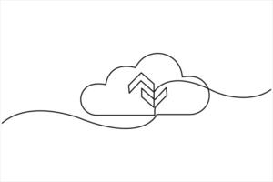 Cloud continuous one line art single sky draw doodle illustration. Outline cloud single line weather nature vector