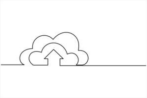 Growth plant in single continuous Line art drawing of design outline illustration vector