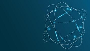 Blue abstract atom design with glowing elements and orbit lines ideal for science and tech concepts vector