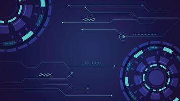 Modern technology background featuring blue circular interface elements and digital circuit lines ideal for tech projects websites and presentations vector