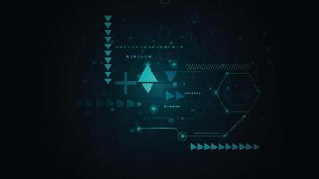 Modern tech background featuring glowing arrows hexagons digital grids and abstract data interface design vector