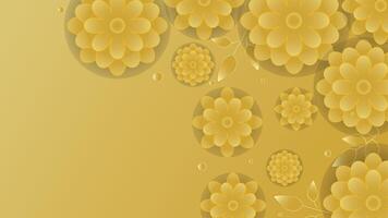Elegant golden background with floral patterns layered petals and leaves ideal for creative design vector