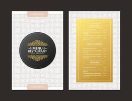 Elegant restaurant menu with texture pattern elements. vector