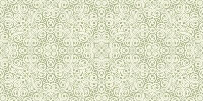 Seamless pattern featuring a stylish mandala design in soft green and cream vector
