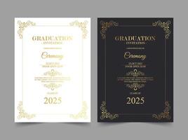 Elegant graduation invitation template with frame ornaments vector