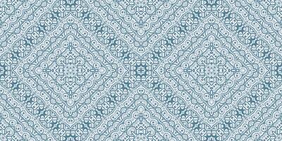 seamless ornamental pattern featuring intricate geometric shapes, in a cool blue color palette. vector