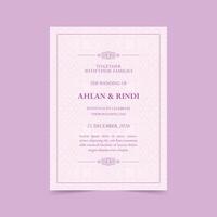 Elegant and stylish wedding invitation template design. Features a soft pink color scheme and decorative border. vector