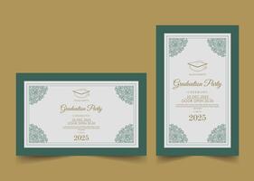 Elegant invitation design for a graduation party, featuring a classic color palette, decorative elements vector