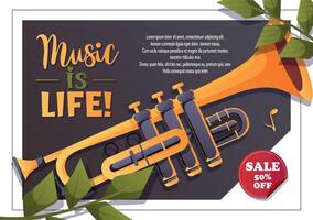 Trumpet Banner with Music Sale vector