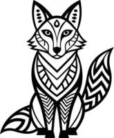 Fox Coloring Page with Tribal and Boho Designs vector