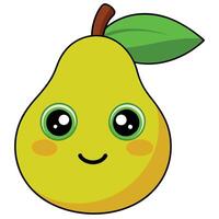 A cartoon pear with green eyes and a smile vector