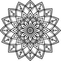 Mandala coloring sheet in black and white with symmetrical patterns for meditation and focus vector
