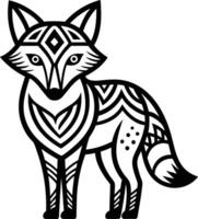 Fox Line Drawing with Tribal Details to Color vector