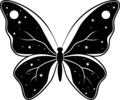 A black and white butterfly with stars on it vector
