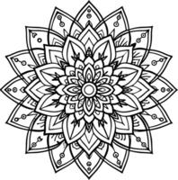 Mandala coloring page in black and white with detailed line patterns for mindfulness and relaxation vector