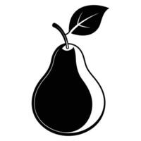 A black and white pear with leaves on it vector
