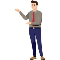 man presenting cartoon character modern style avatar vector
