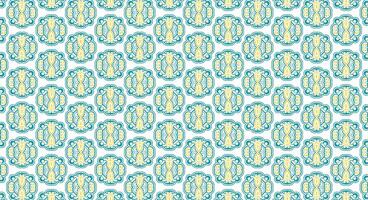 Decorative Floral Pattern in teal and yellow on a white background vector
