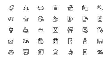 Professional Transport and Logistics Icons set collection. This Set Includes Vehicles, Delivery, and Supply Chain Symbols for Efficient Projects. vector