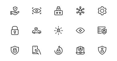 Modern Security Icons for Professional Designs. Featuring Essential Protection, Lock, and Shield Symbols to Strengthen vector