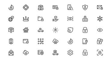 Modern Security Icon pack collection for Professional Designs. Featuring Essential Protection, Lock, and Shield Symbols to Strengthen Your Projects. vector
