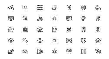 Modern Security Icon set Bundle for Professional Designs. Featuring Essential Protection, Lock, and Shield Symbols to Strengthen Your Projects. vector