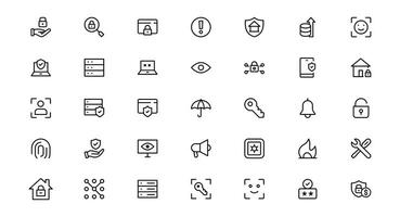 Modern Security Icons set offer for Professional Designs. Featuring Essential Protection, Lock, and Shield Symbols to Strengthen Your Projects. vector