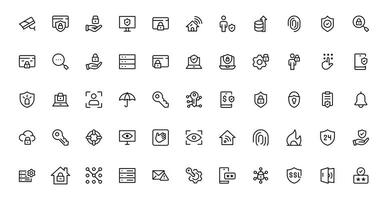 Modern Security Icons set pack for Professional Designs. Featuring Essential Protection, Lock, and Shield Symbols to Strengthen Your Projects. vector