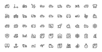 Professional Transport and Logistics Icons set Bundle. This Set Includes Vehicles, Delivery, and Supply Chain Symbols for Efficient Projects. vector