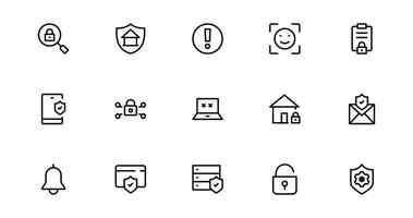 Modern Security Icon Pack for Professional Designs. Featuring Essential Protection, Lock, and Shield Symbols to Strengthen Your Projects. vector