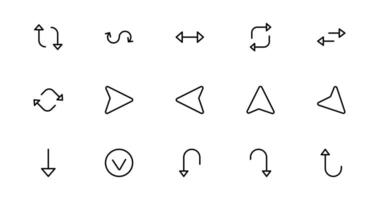 Modern Circle and Arrow Icons Pack for Dynamic Designs. Featuring Directional Arrows and Circular Elements to Enhance Your Projects with Flow and Movement. vector