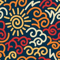 A colorful pattern with sun and clouds vector