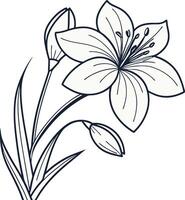 Minimal Flower Outline Design for Printing vector